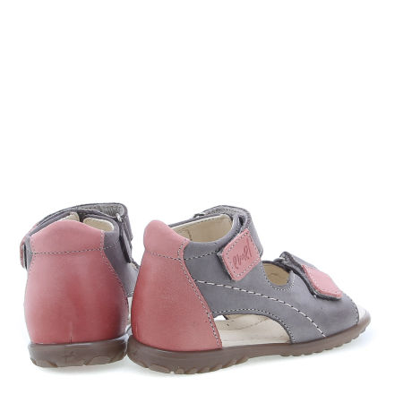 Malibu Roczki® szaro-różowe sandały dziecięce ze skóry naturalnej  - ES 2435-13 zdjęcie 4