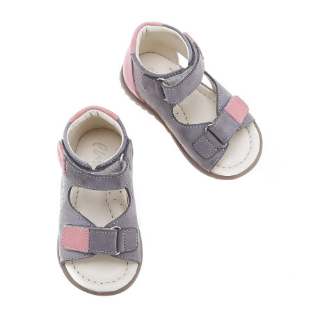 Malibu Roczki® szaro-różowe sandały dziecięce ze skóry naturalnej  - ES 2435-13 zdjęcie 3