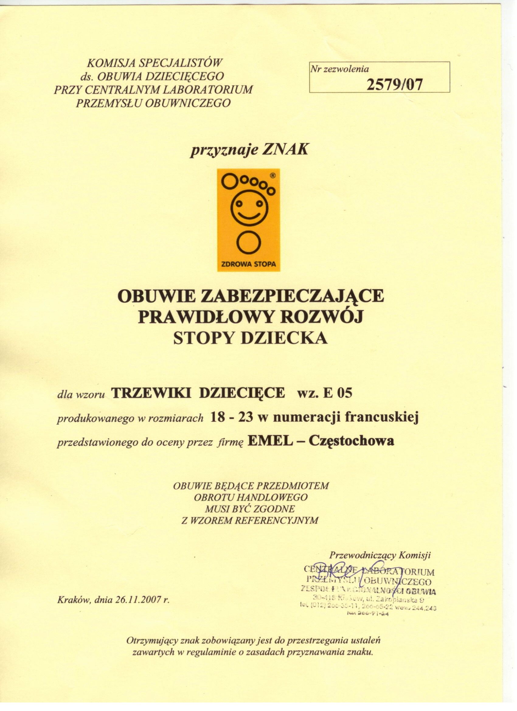 Świadectwo Znaku Zdrowa Stopa