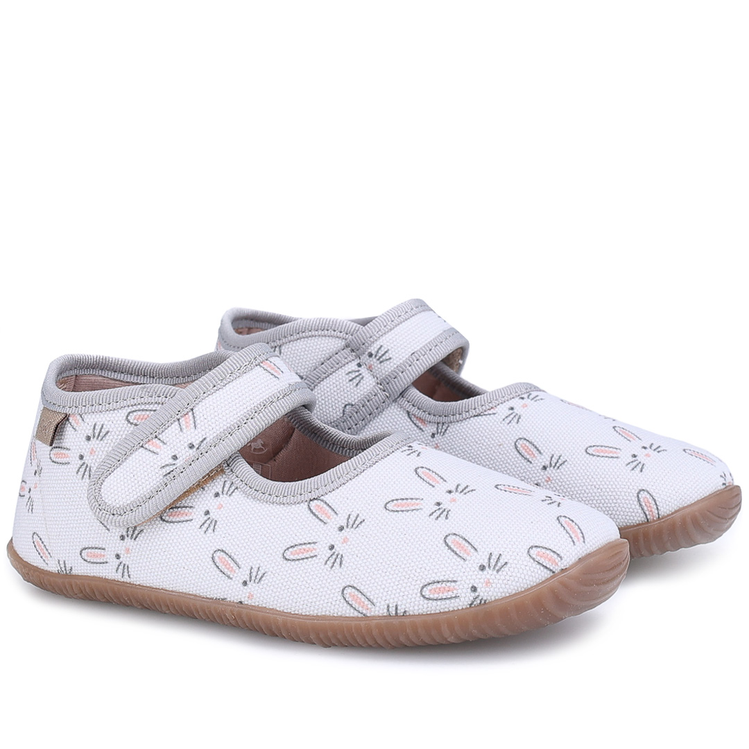 Kapcie Barefoot dla dzieci szare w króliczki zdjęcie 1