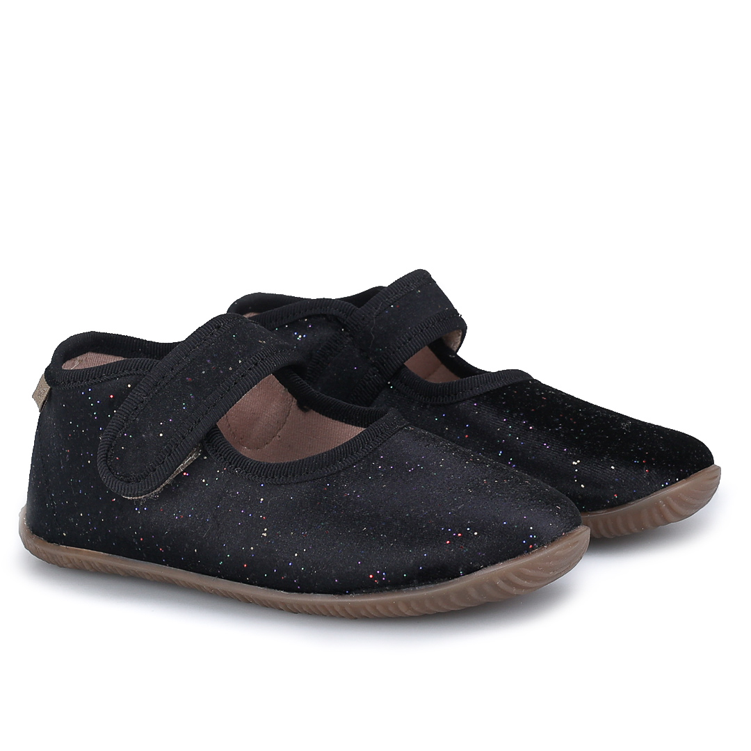 Kapcie Barefoot dla dzieci czarne z brokatem zdjęcie 1
