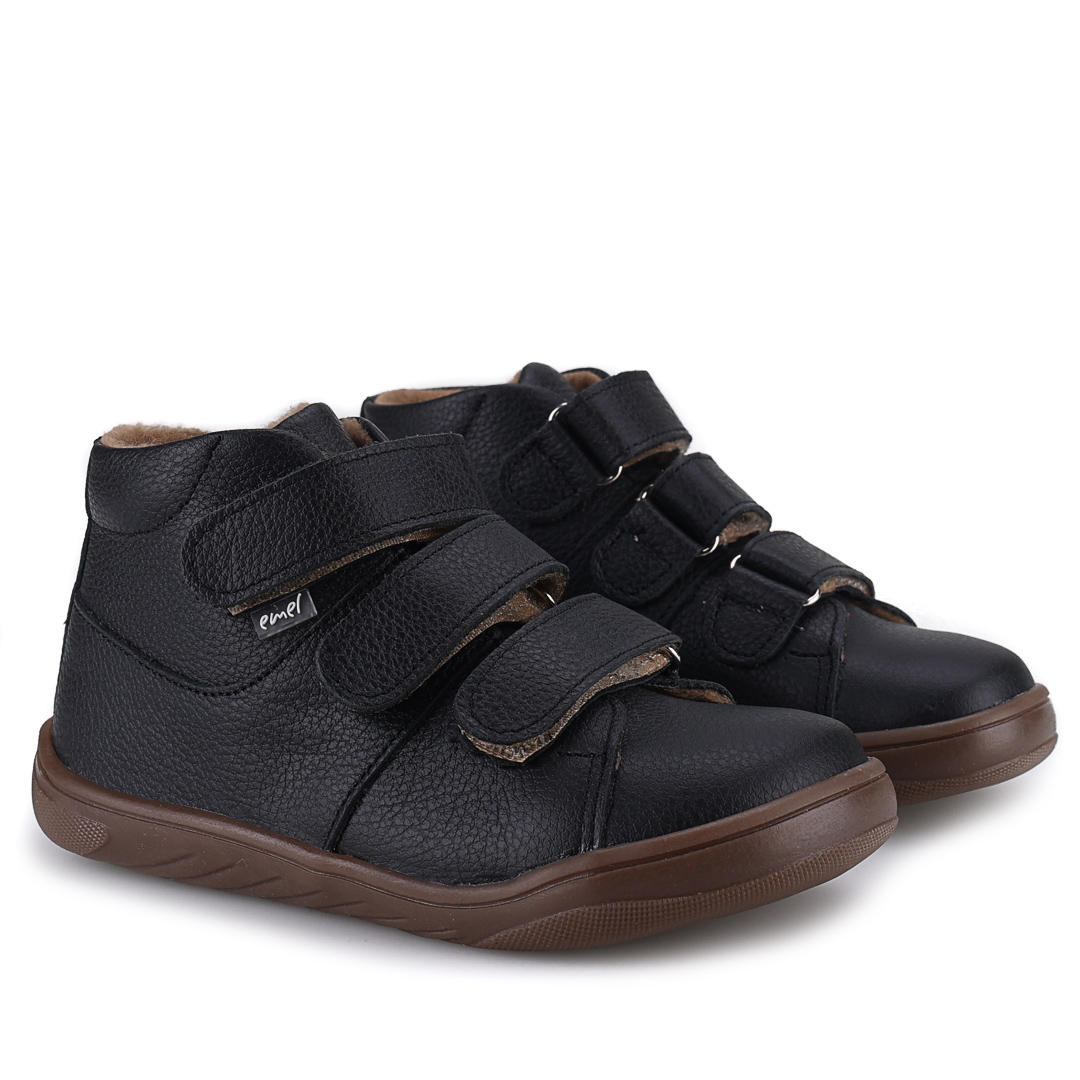 Pico barefoot membrana czarne trampki dziecięce ze skóry naturalnej