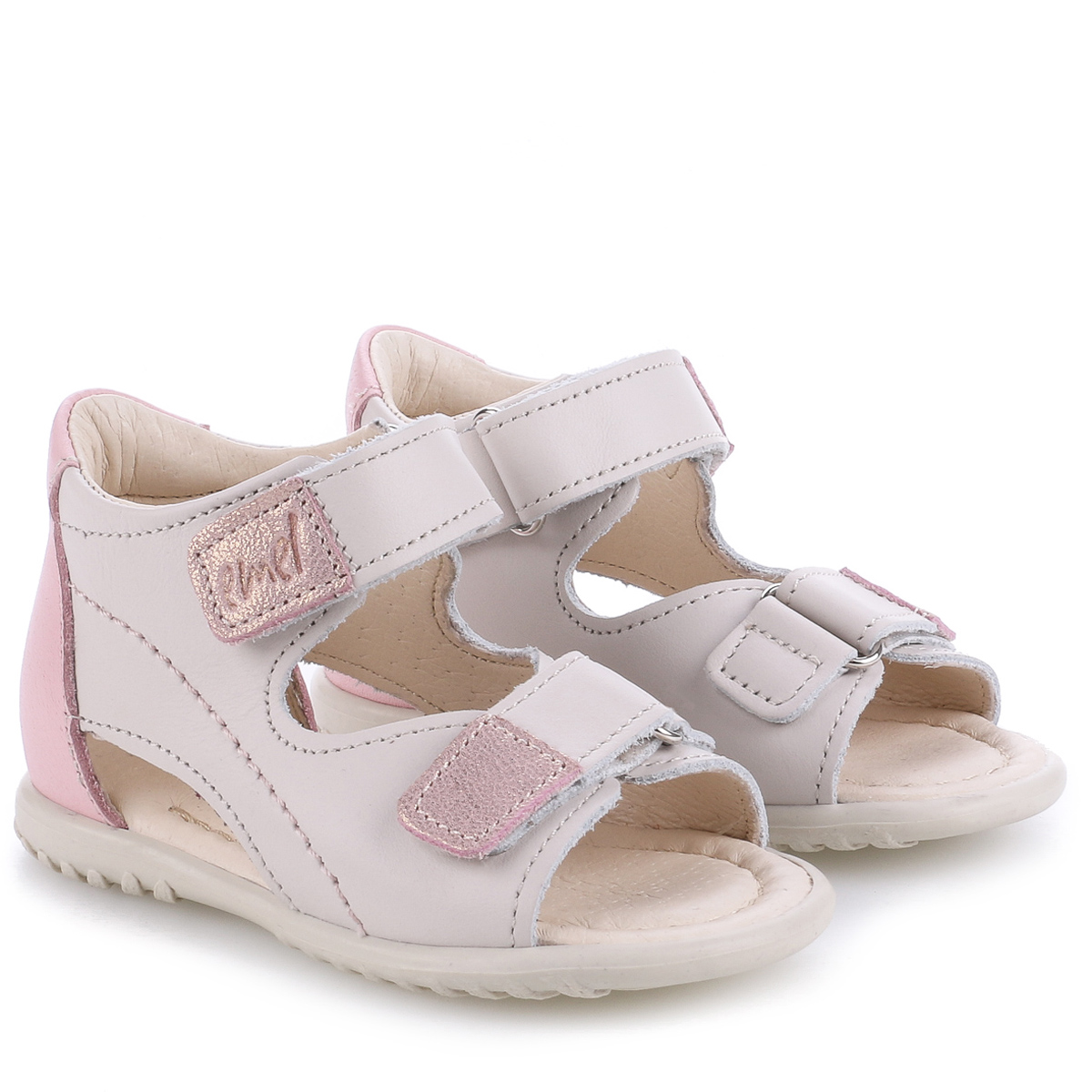 Malibu Roczki® biało-różowe sandały dziecięce ze skóry naturalnej - ES 2435-28 zdjęcie 1