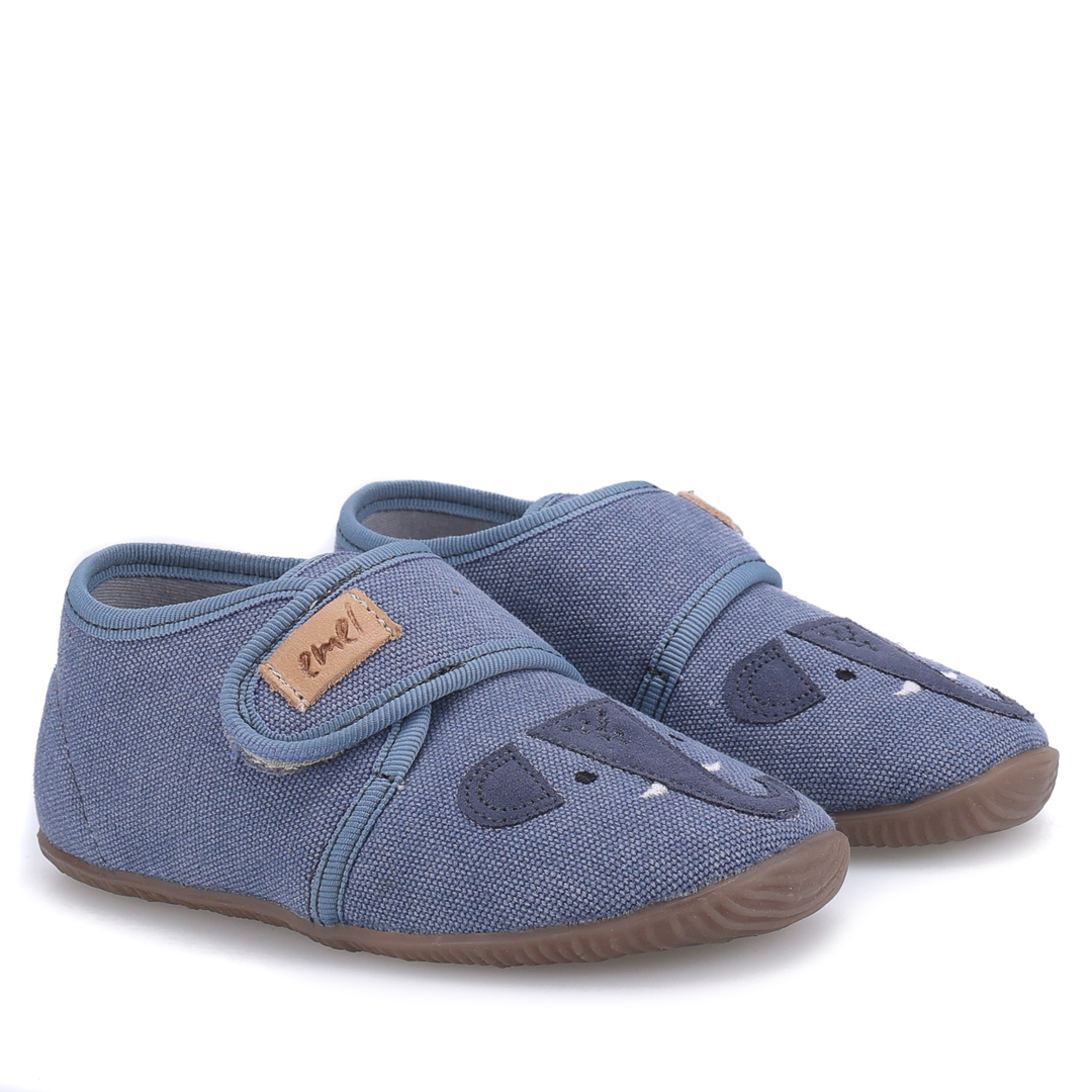 Kapcie Barefoot dla dzieci niebieskie ze słonikiem zdjęcie 1
