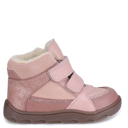 Atlas barefoot membrana różowe traperki dziecięce ze skóry naturalnej