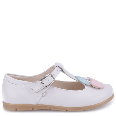 Lorena białe baleriny dziecięce ze skóry naturalnej