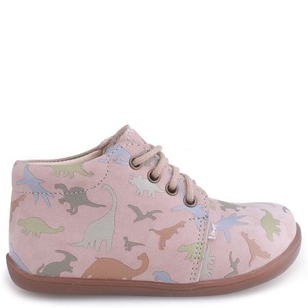 Arno barefoot beżowe trzewiki dziecięce ze skóry naturalnej w dinozaury