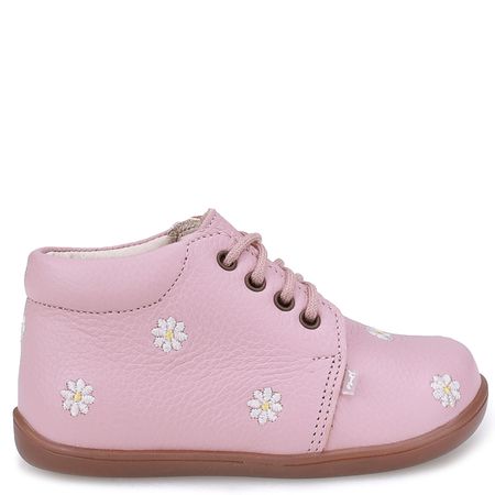 Arno barefoot różowe trzewiki dziecięce ze skóry naturalnej w kwiatuszki