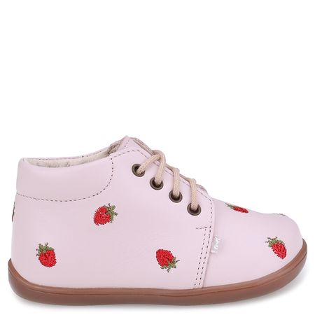 Arno barefoot różowe trzewiki dziecięce ze skóry naturalnej w poziomki