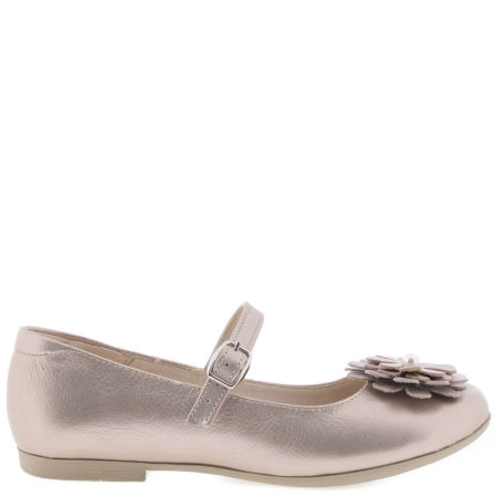 Złote baleriny dziecięce ze skóry naturalnej