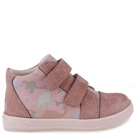 Amsterdam beżowe trzewiki dziecięce ze skóry naturalnej w dinozaury