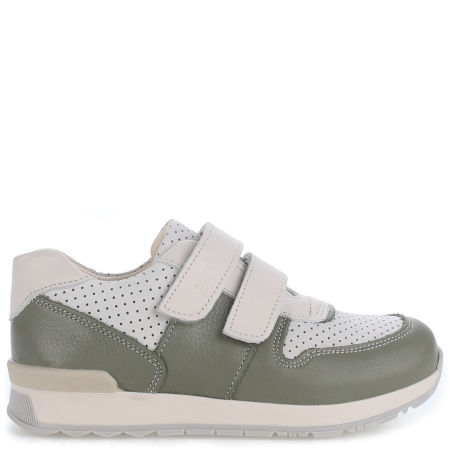 Hamburg biało-zielone trampki dziecięce ze skóry naturalnej