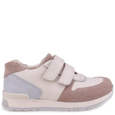 Hamburg biało-beżowe trampki dziecięce ze skóry naturalnej