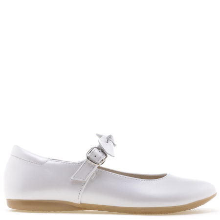 Aleksandria białe baleriny komunijne ze skóry naturalnej