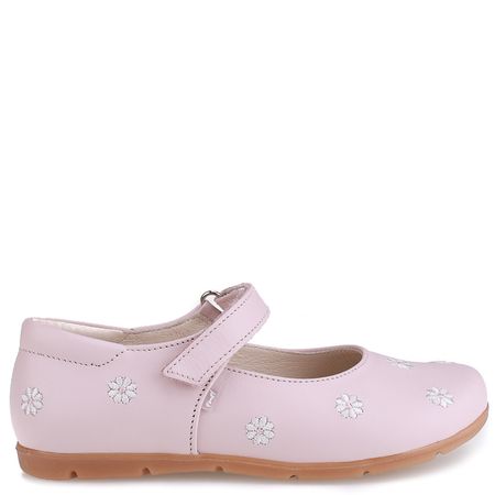 Vienna różowe baleriny dziecięce ze skóry naturalnej w kwiatuszki
