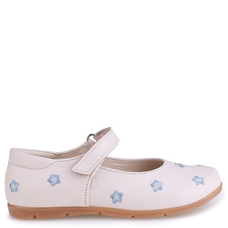 Vienna białe baleriny dziecięce ze skóry naturalnej w kwiatuszki