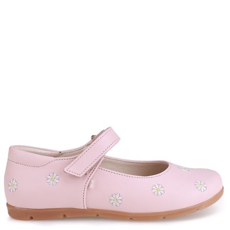 Vienna różowe baleriny dziecięce ze skóry naturalnej w kwiatuszki