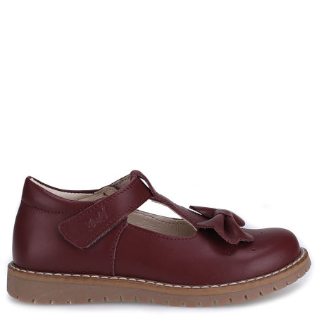 Larisa bordowe baleriny dziecięce ze skóry naturalnej