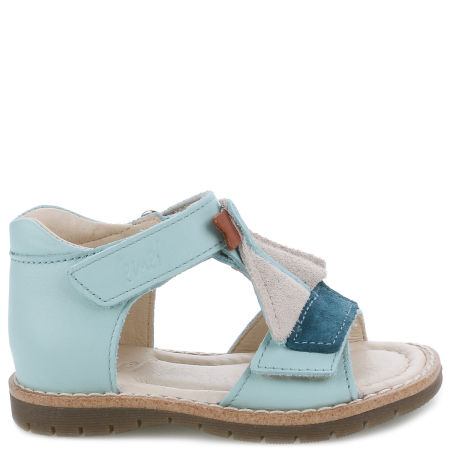 Turkusowe sandały dziecięce ze skóry naturalnej