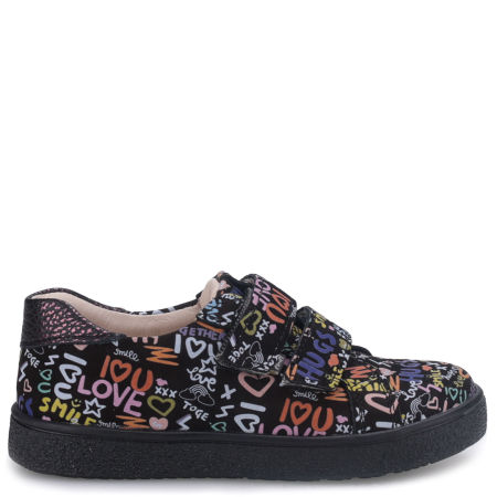 Madrid czarne trampki dziecięce ze skóry naturalnej