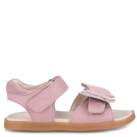 Nicea różowe sandały dziecięce ze skóry naturalnej z motylkiem