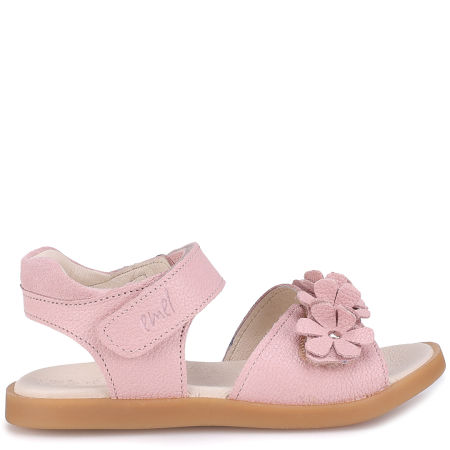 Nicea różowe sandały dziecięce ze skóry naturalnej z kwiatuszkami
