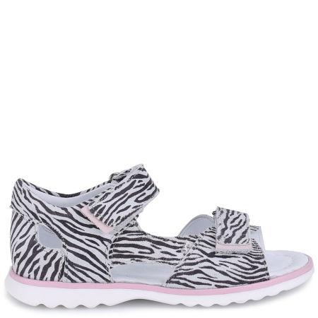 Jamaica biało-czarne sandały dziecięce ze skóry naturalnej