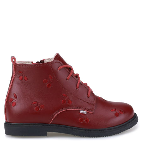 Brixton bordowe trzewiki dziecięce w wisienki ze skóry naturalnej