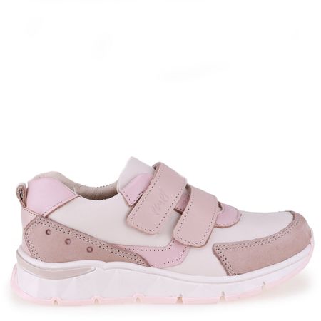 Barcelona beżowo-różowe trampki dziecięce ze skóry naturalnej