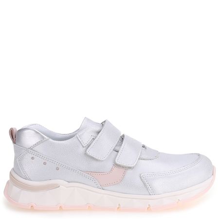 Barcelona srebrne trampki dziecięce ze skóry naturalnej