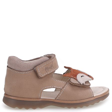 Laguna beżowe sandały dziecięce ze skóry naturalnej z liskiem