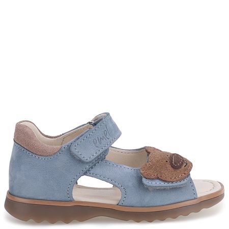 Laguna niebieskie sandały dziecięce ze skóry naturalnej z misiem