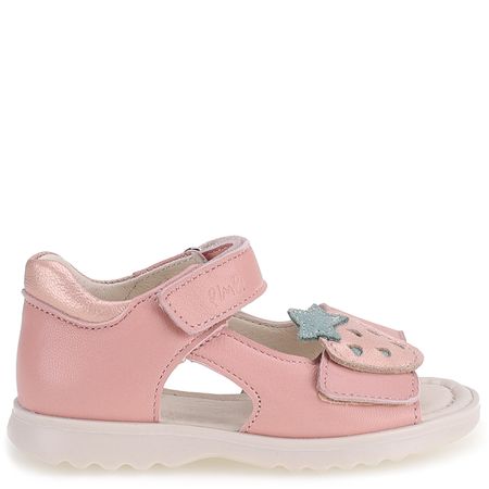 Laguna różowe sandały dziecięce ze skóry naturalnej z truskawką
