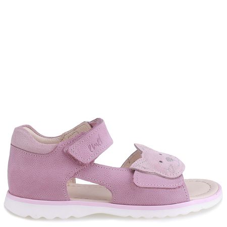 Laguna różowe sandały dziecięce ze skóry naturalnej z kotkiem