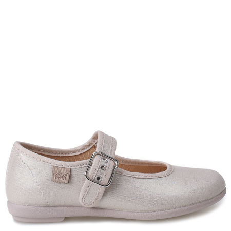 Srebrne baleriny dziecięce Emel z bawełny organicznej