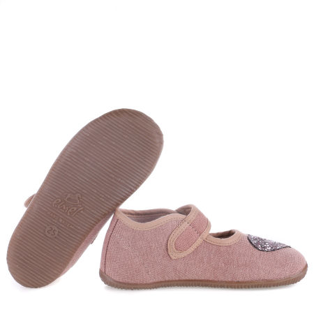 Kapcie Barefoot dla dzieci różowe z brokatowym serduszkiem zdjęcie 2
