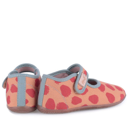 Kapcie Barefoot dla dzieci pomarańczowe w truskaweczki zdjęcie 3