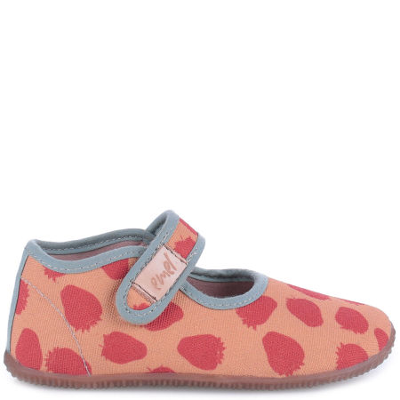 Kapcie Barefoot dla dzieci pomarańczowe w truskawki