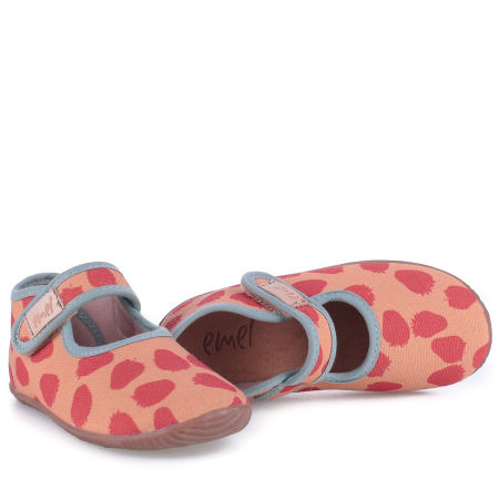 Kapcie Barefoot dla dzieci pomarańczowe w truskaweczki zdjęcie 4