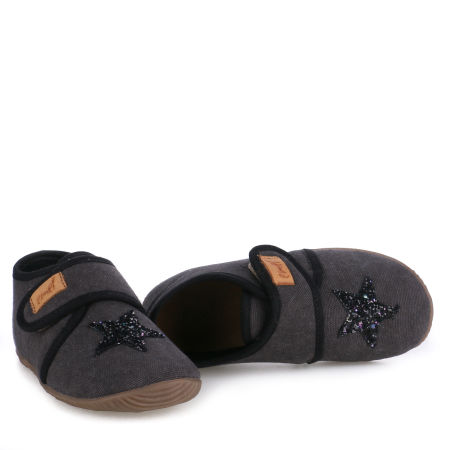 Kapcie Barefoot dla dzieci czarne z brokatową gwiazdeczką zdjęcie 4