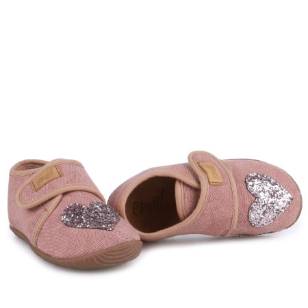 Kapcie Barefoot dla dzieci różowe z brokatowym serduszkiem zdjęcie 4