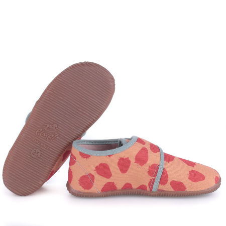 Kapcie Barefoot dla dzieci pomarańczowe w truskaweczki zdjęcie 2