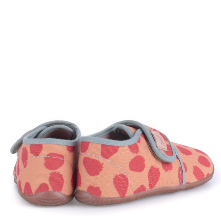 Kapcie Barefoot dla dzieci pomarańczowe w truskaweczki zdjęcie 3