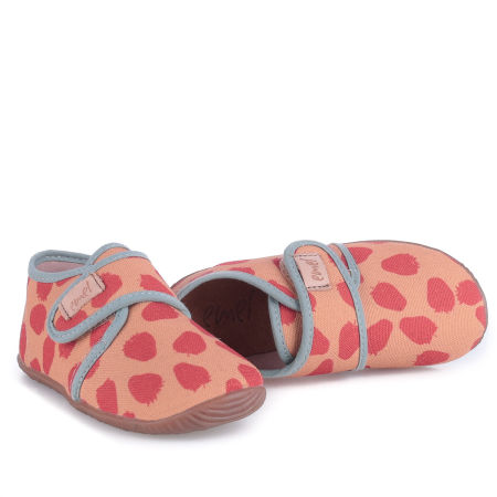 Kapcie Barefoot dla dzieci pomarańczowe w truskaweczki zdjęcie 4