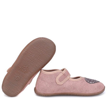 Kapcie Barefoot dla dzieci różowe z brokatowym serduszkiem zdjęcie 2