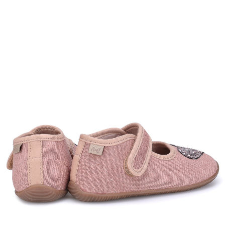 Kapcie Barefoot dla dzieci różowe z brokatowym serduszkiem zdjęcie 3