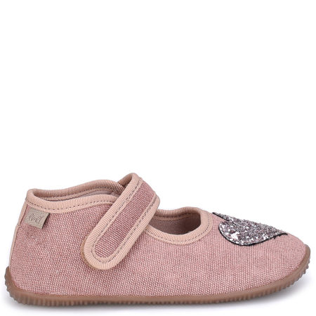 Kapcie Barefoot dla dzieci różowe z brokatowym serduszkiem