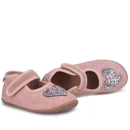 Kapcie Barefoot dla dzieci różowe z brokatowym serduszkiem zdjęcie 4