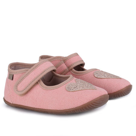 Kapcie Barefoot dla dzieci różowe z serduszkiem zdjęcie 1