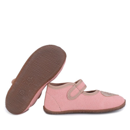 Kapcie Barefoot dla dzieci różowe z serduszkiem zdjęcie 2